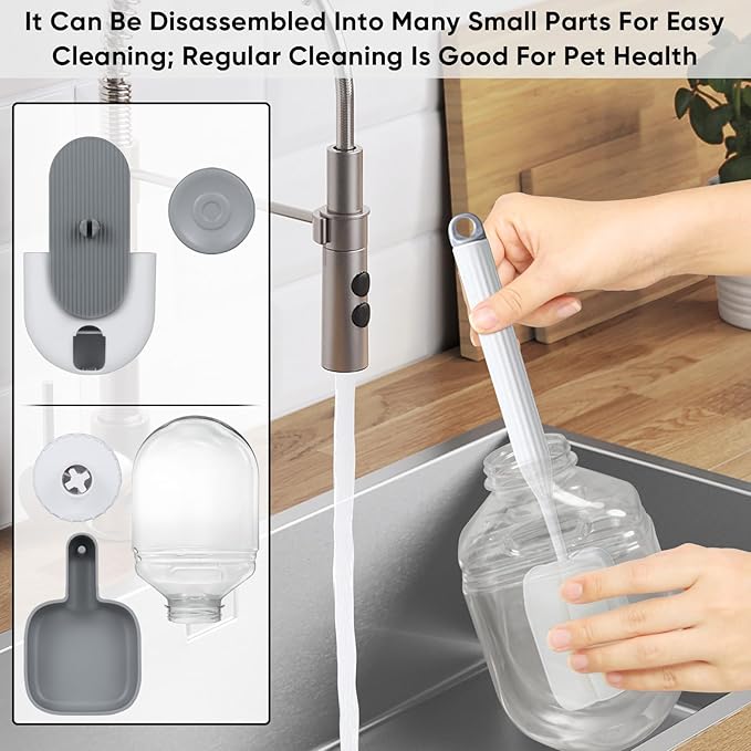 28oz Hanging Automatic Water Dispenser，Rabbit Water Bottle,Bunny Guinea Pig Ferret Water Bowl for Cage,Suitable for Small Animal Puppies(Cage Grid Spacing Over 1.2'') (Gray)-PawvioPets