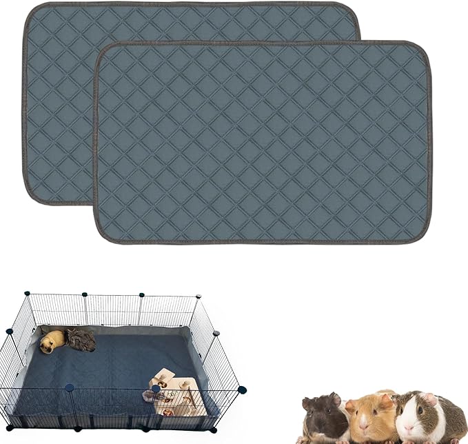 2 Pack Guinea Pig Cage Liners for C&C 2x3 Habitat Guinea Pig Bedding Washable | Super Absorbent | Waterproof | Non Slip | Reusable Guinea Pig Pee Pads for Small Animals Cages - 41.3" x 27.6"-PawvioPets