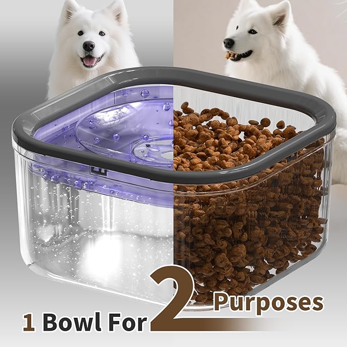 3L Dog Water Bowl No Spill 101oz Large Capacity Spill Proof Slow Drinking Water Feeder No Splash Pet Water Bowl Vehicle Carried Travel Dog Bowl for Sloppy Messy Drinkers Cats(Purple)-PawvioPets