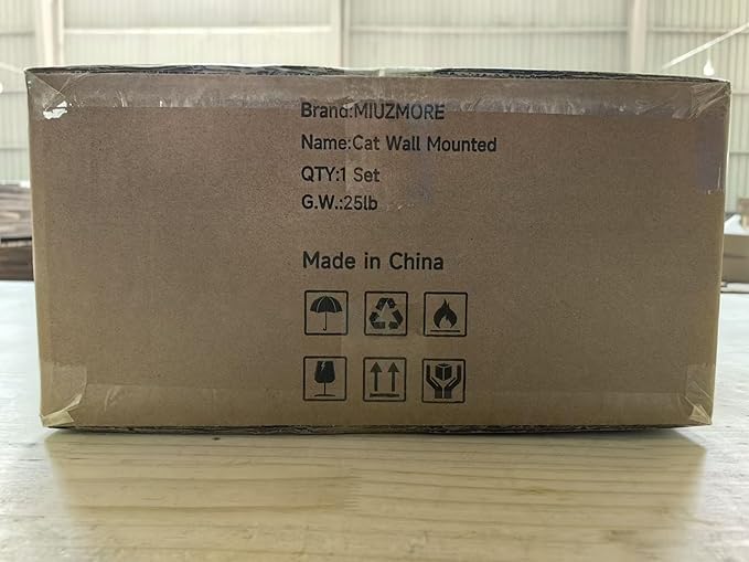 9-Piece Wall-Mounted Cat Shelves Set, House, Lookout Tower, 2 Sisal Scratching Posts, 5-Step Cat Wall Ladder, Pine Furniture, Extra-Wide & Long for Large Cats, Space-Saving Indoor Shelves-PawvioPets