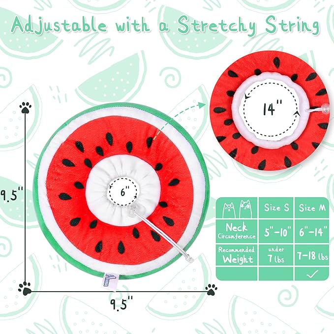 ANWA Adjustable Cat Cone Collar Soft, Cute Cat Donut Collar After Surgery, Kitten Recovery Cones to Stop Licking-PawvioPets