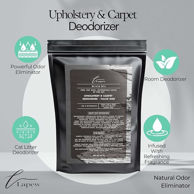 Black Sea Carpet Freshener Powder Refill 36 oz | Powerful Odor Eliminator for Home | Upholstery Deodorizer | Carpet Deodorizer | Pet Urine | Cat Litter Box-PawvioPets