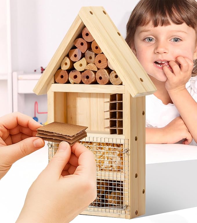 2 PK Large Cedar Wood Insect House Kit for DIY Project Backyard Insect House, Bee House, Nesting Habitat Shelters, Garden Shelter for Bees, Butterflies, Bugs-PawvioPets