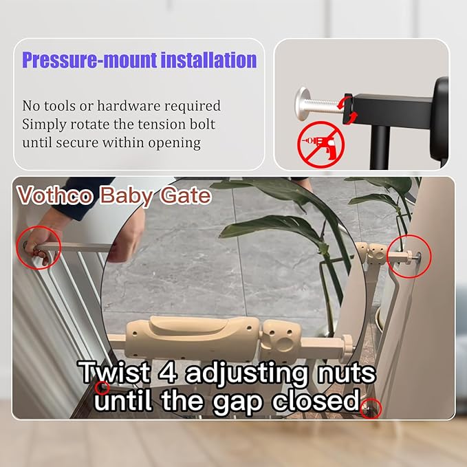 Baby Gates Extra Wide 48-53 Inch Large Baby Gate for Stairs Tension Pet Dog Gates Indoor for Doorways No Drilling Pressure Mounted Pet Gates for Kids-PawvioPets