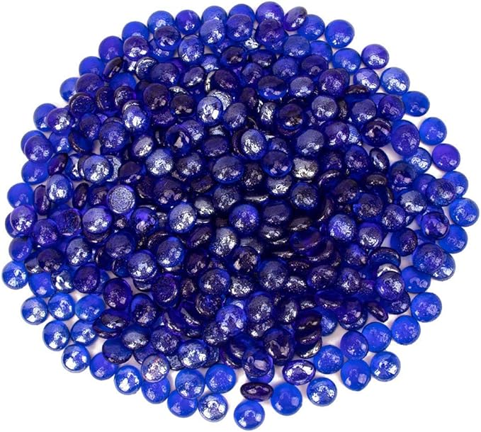 18 LB Fire Glass Beads Fireglass Drops for Gas Fire Pit Fireplace Cobalt Blue Luster Reflective Decorative Glass Gems Rocks Pebbles Stone for Vase Fillers Aquarium Fish Tank Decoration (Cobalt Blue)-PawvioPets