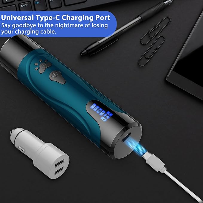 Dog Nail Trimmers and Dog Nail Clippers Kit, Whisper Quiet Electric Grinder with Light, for Small, Medium, Large Dogs, Cats Toenail Grooming, 3 Speeds-PawvioPets