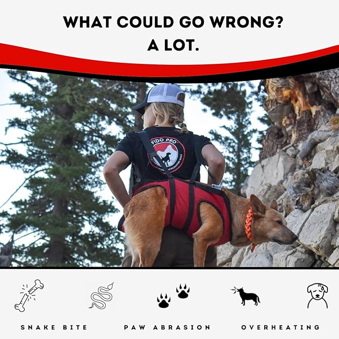 Fido Pro Airlift Emergency Dog Rescue Sling - Lightweight, Packable Dog Sling for Extra Large Dogs with 8-Point Support System for Safe Transport - Ideal for Hiking, Skiing - Fits Dogs 70-160 lbs-PawvioPets