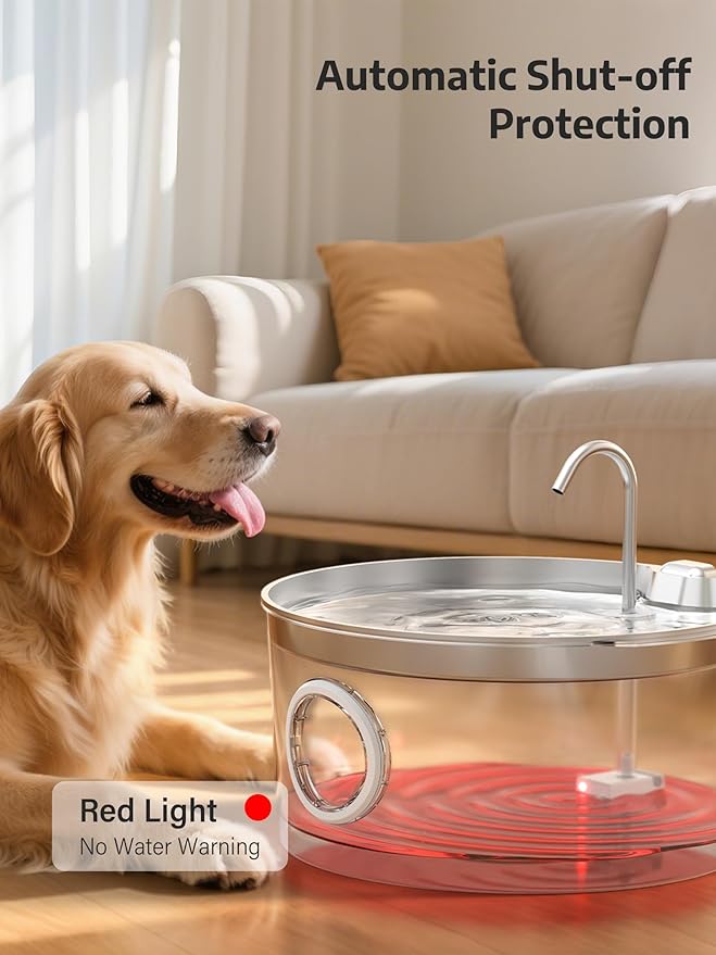 3.4Gal Dog Water Fountain for Large Dogs, Extra Large Stainless Steel Pet Water Fountain, Round Dog Water Bowl Dispenser with Metal Handle, Water Level Window for Multi Pet Home(Water Pump)-PawvioPets