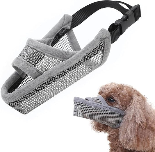 Crazy Felix Nylon Dog Muzzle for Small Medium Large Dogs Dachshund Beagle Poodle Labrador, Air Mesh Breathable and Drinkable Pet Mouth Guard for Anti-Biting Chewing Scavenging(XXXS, Grey)-PawvioPets
