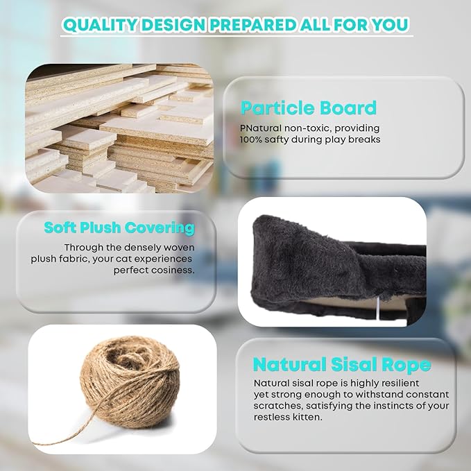 FDW Cat Tree 70in Cat Tower Multi-Level Durable Cat Scratching Post & Cozy Fun Cat Jumping Platform Space Saving Cat Condo Pet Play House for Indoor Cats,Dark Gray-PawvioPets