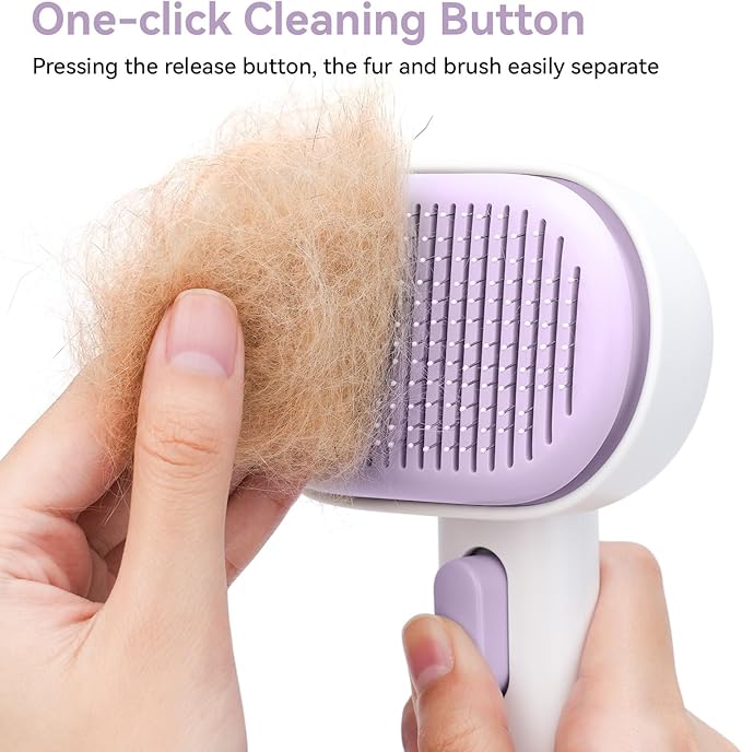 aumuca Cat and Dog Grooming Brush for Shedding, Removes Loose Fur from Long or Short Haired Pets - Ideal for Cats, Kittens, Rabbits, and More - Purple-PawvioPets