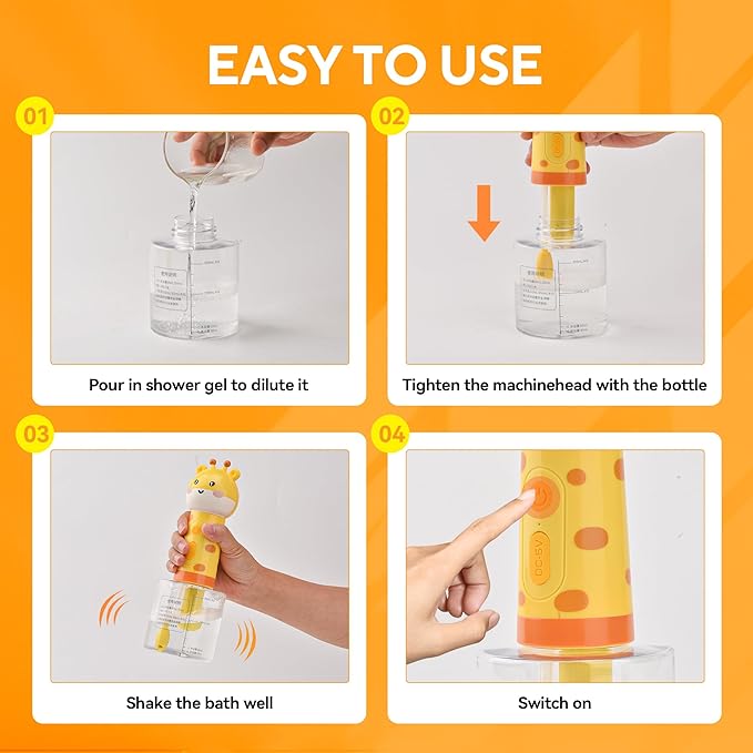 Electric Dog Cleaning Foam Machine with Bath Glove,Automatic Dog Soap Dispenser for Bath, Dog Bath Supplies - Outdoor Dog Shower Attachment for Bathtub for After Walk Pet Wash-PawvioPets