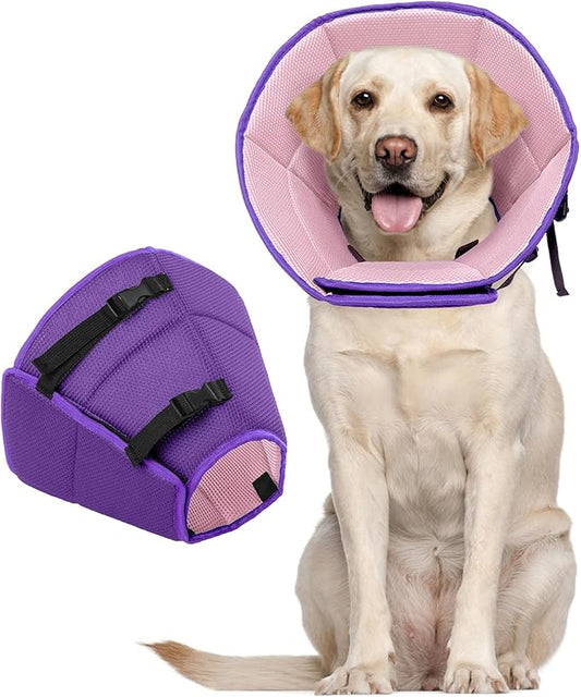 Dog Cone for Large Dogs After Surgery, Soft Dog Cone Collar for Dogs to Stop Licking, Adjustable Comfy E-Collar Alternative Lightweight Post-Surgery Recovery Elizabethan Collar for Pet-PawvioPets