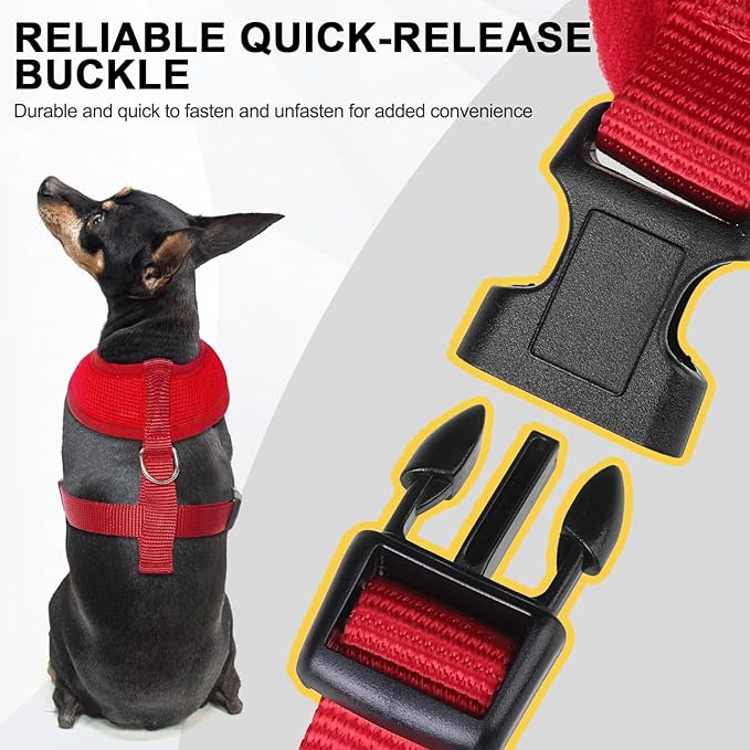 BINGPET No Pull Dog Harness - All Weather Mesh Step-in Vest for Small Dogs, Breathable Mesh Puppy & Cat Harness, Red, X-Small-PawvioPets