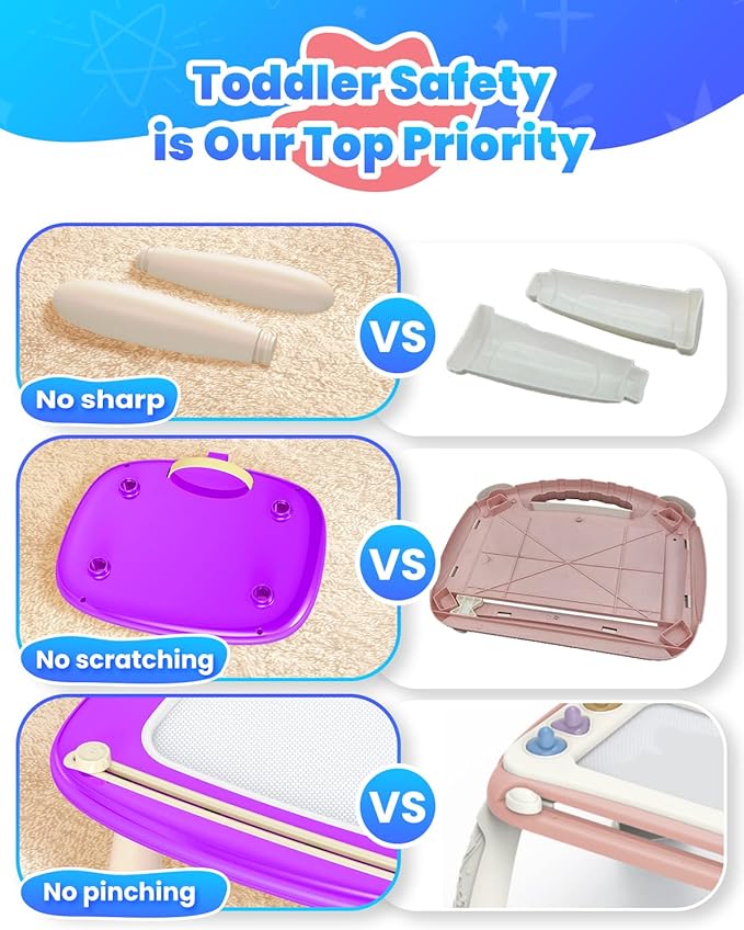Doodle Board for Toddler Toys Age 1-2, Magnetic Writing Board, Preschool Learning and Educational Toys for 1 2 3 Years Old Girl Boy Gift for Birthday -Purple-PawvioPets
