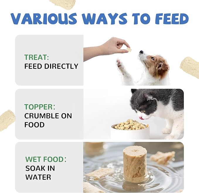 Freeze Dried Raw Dog Food, Chicken & Salmon Recipe Dog Food Topper, High Protein, Rawhide Free, Gluten&Grain Free for Dogs, Cats, 5.3oz-PawvioPets