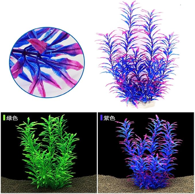 DSkoiph 2 pcs Aquarium Decor Plastic Plants Extra Large 21 Inches Artificial Fish Tank Plants Tall Fish Tank Decorations Artificial Green Water Plants (Purple)-PawvioPets