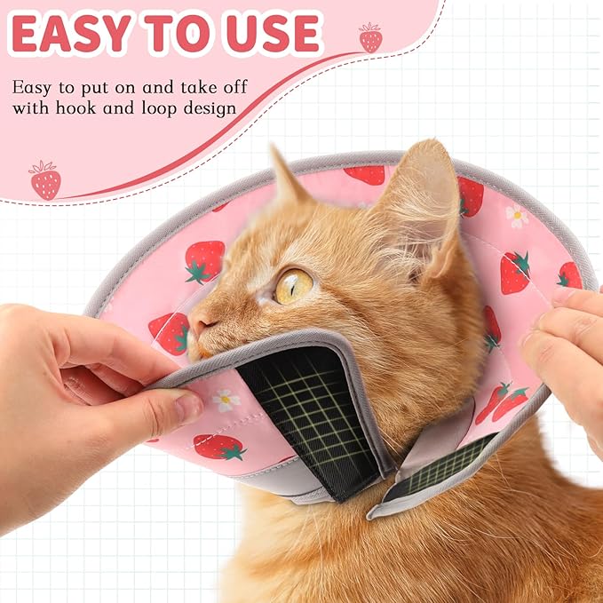 Cat Cone Collar Soft, Comfortable Cat Recovery Collar Pet Cone for Small Large Cats, Lightweight Elizabethan Collar for Cats Kittens After Surgery Prevent from Licking Wounds, Pink, M-PawvioPets