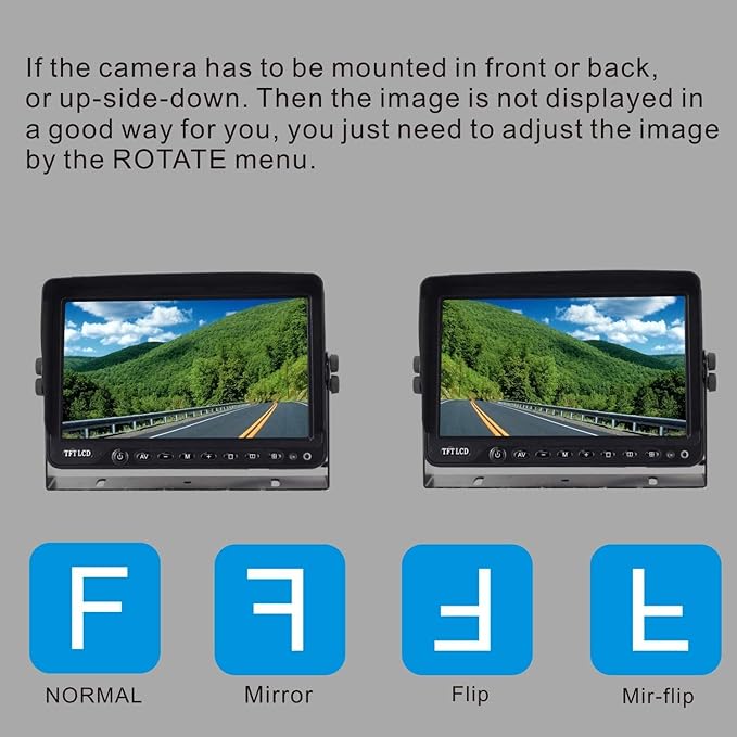 AHD 1080P 7" Reverse Rear View Backup Dual Camera System, Two Cameras with Night Vision Waterproof IP69K Vibration-Proof 10G for Truck/Trailer/RV/Bulldozer/Crop Sprayer/Agricultural Equipment-PawvioPets