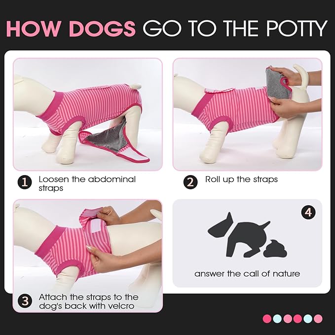 FUAMEY Recovery Suit for Dogs After Surgery,Soft Breathable Dog Bodysuit E-Collar & Cone Alternative Surgical Suit,Male Female Dog Neuter Spay Suits Anti Licking Wounds Onesie Rose Stripes S-PawvioPets