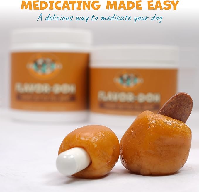 Flavor-Doh - Flavored Pill Wrap for Dogs to Hide Capsules, Create Pockets, and Form Pill Treats for Dogs - Easy-to-Use Treat Paste for Pet Medicine - Peanut Butter (8oz)-PawvioPets