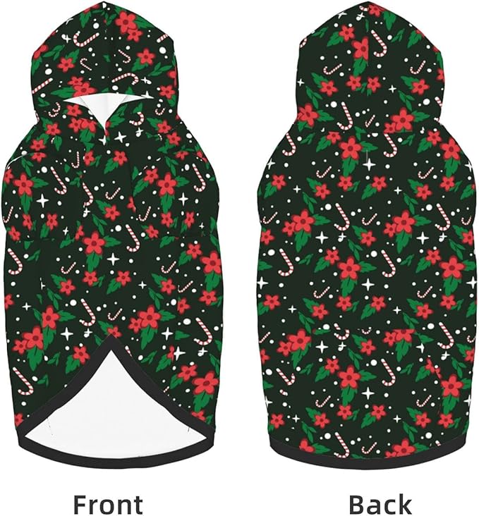 Black Candy Cane Hoodie,Christmas Cosplay Dog Clothes with Pocket and Hat Winter Clothes Sweaters Large-PawvioPets