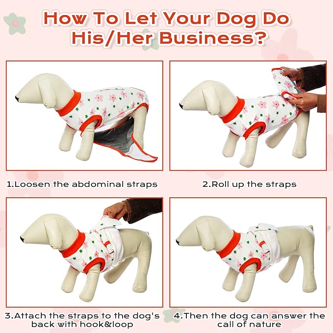 FUAMEY Recovery Suit for Dogs After Surgery,Soft Breathable Dog Bodysuit E-Collar & Cone Alternative Surgical Suit,Male Female Dog Neuter Spay Suits Anti Licking Wounds Onesie Red Flower M-PawvioPets