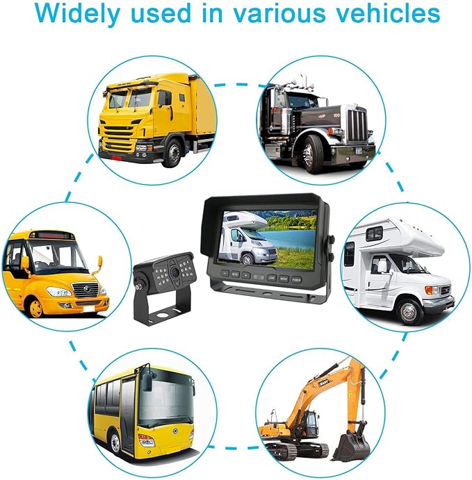 DALLUX Truck Backup Camera kit,HD 1080P Rearview Cab Cam with 7 inch Monitor+ 4 PIN Extension Cable for Bus/Truck/Van/Trailer/RV/Camper/Motor Home/Pickup/Harveste/Heavy Duty Vehicles(12V-24V)-PawvioPets