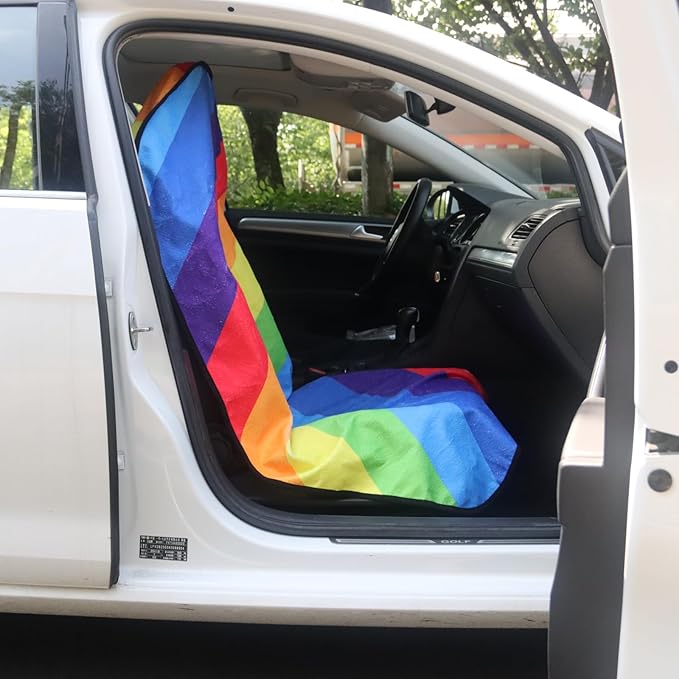 Car Seat Cover Protector Front Seats,for Gym Workout,Running,Swimming,Beach and Hiking,Waterproof Sweat Towel Bucket Seat Covers for Cars SUV Trucks (Rainbow, 1Pcs)-PawvioPets