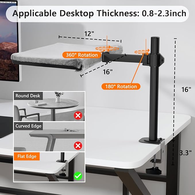 Cat Desk Bed - Perfect Cat Hammock for Your Desk Perch Adjustable Steel Frame Soft Fabric Removable Washable 16 inch Unique and Modern cat Furniture-PawvioPets