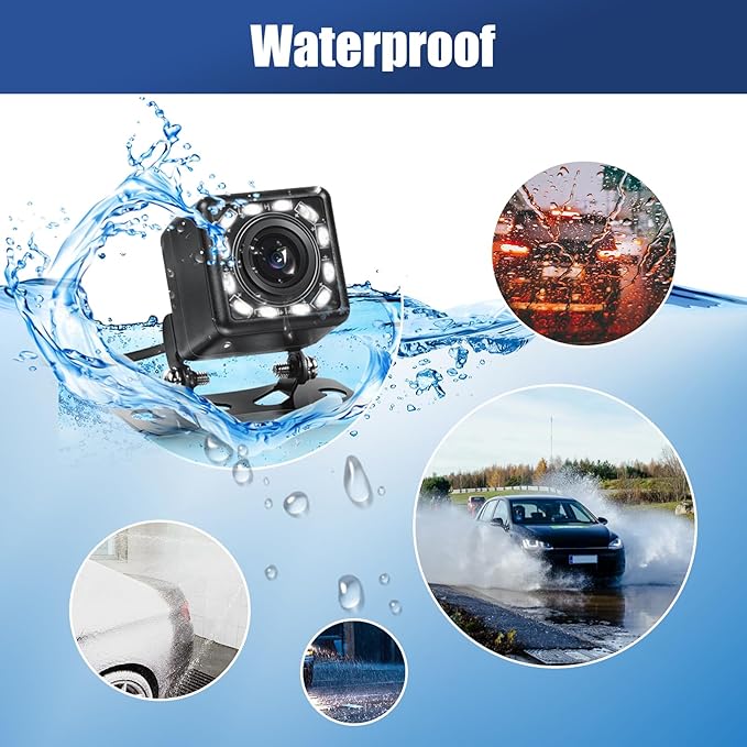 Car Backup Camera Rear View Camera 12-LED Night Vision Waterproof Reverse Camera 170° Wide View Angel Parking Camera for Universal Cars, Vehicles, Trucks, RV, Vans, SUV, Trailer, Pickup-PawvioPets