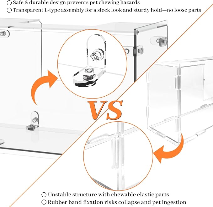 Acrylic Rabbit Hay Feeder with Lid, Transparent Hanging Food Dispenser Hay Feeder for Bunny Rabbits Guinea Pig Cage Chinchillas Hamsters Small Pets and Animals（Small-PawvioPets