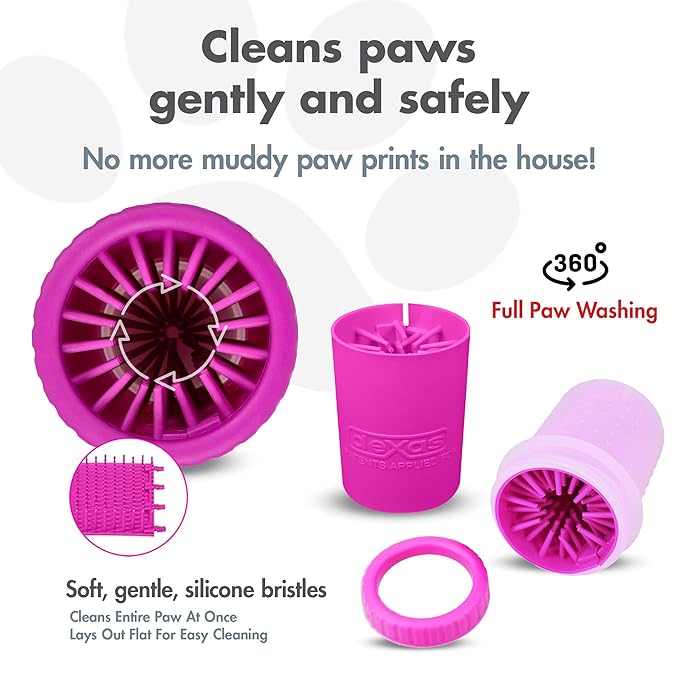 Dexas MudBuster Portable Dog Paw Cleaner, Small, Fuchsia - Premium Quality Pet Accessory-PawvioPets