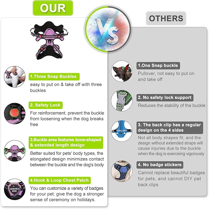 Dog Harness, Adjustable Reflective Dog Vest No Pull Dog Harness with Badge and Bow Tie for Puppy Small Medium Large Dogs-PawvioPets