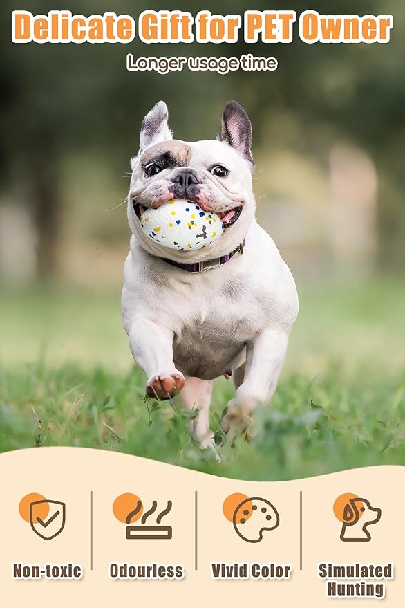 4.72" Indestructible Large Rugby Balls for Aggressive Chewers Durable Olive Bouncy Interactive Football Toy for Dogs Fetch Game Lightweight Floating Outdoor Training, White-PawvioPets