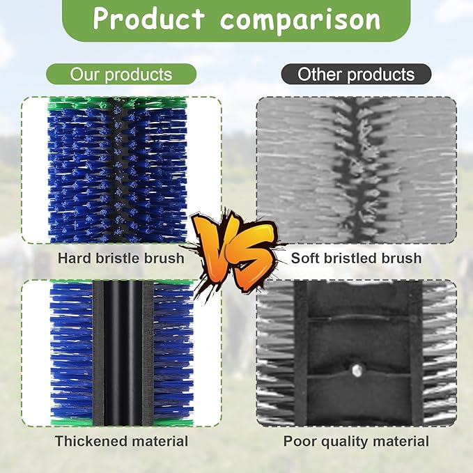 2PCS Livestock Scratch Brush, 17.5 x 7.8 Inch Goat Brushes for Grooming, Horse Brushes for Scratching, Livestock Brushing with 4 Screws for Horse, Elk, Cattle, Pig, Sheep（Green）-PawvioPets