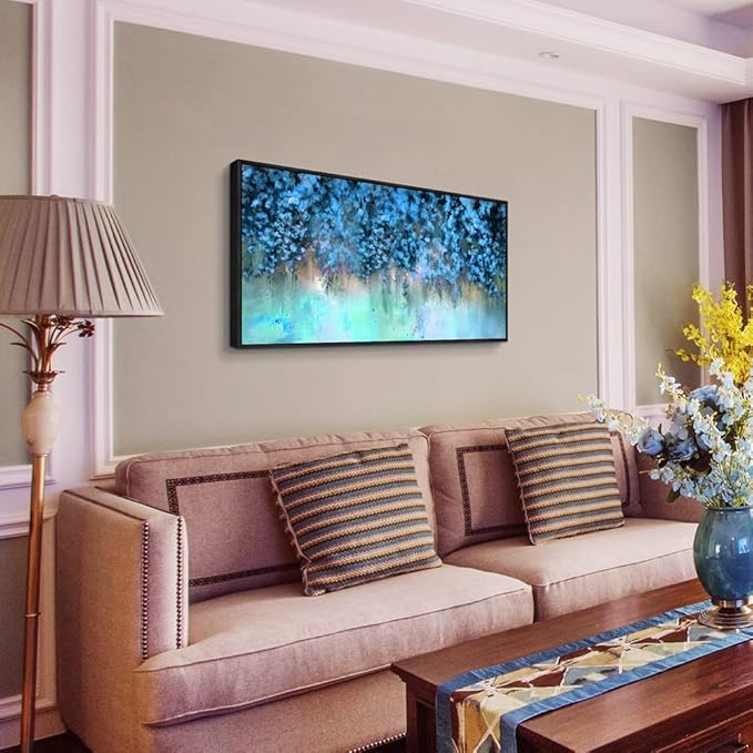 Framed Abstract Canvas Wall Decor For Living Room Wall Decorations For Bedroom Modern Office Wall Decorations Blue Fashion Pictures Artwork Bathroom Canvas Art Prints Kitchen Home Decor 20" X 40"-PawvioPets