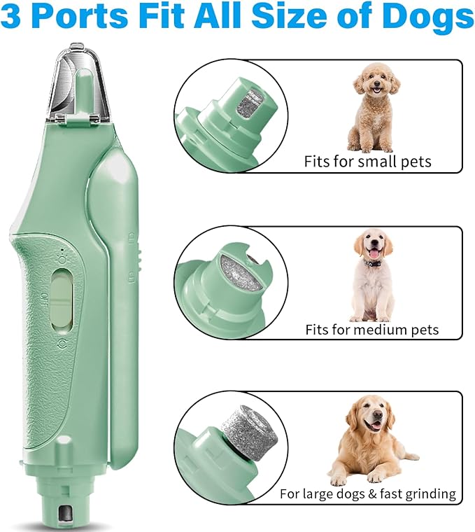 Dog Nail Clippers & Cat Nail Clipper with Catcher, 2 in 1 Dog Nail Trimmers & Grinder with Light for Large Small Dogs Cats,Silent Groom Pro Claw Trimmer, Rechargeable Dogs Nails Grinder Quiet-PawvioPets