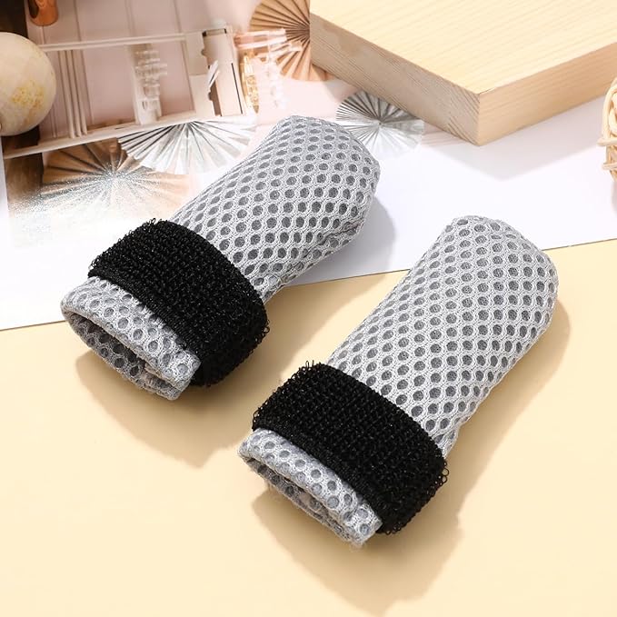 4Pcs Cat Nail Caps, Cats Booties Mittens Paw Covers Caps Shoes for Bathing Shaving Checking Nail Cutting, Pet Grooming Socks AntiScratch Adjustable Pet Claw Protector Foot Sleeves, Grey M-PawvioPets