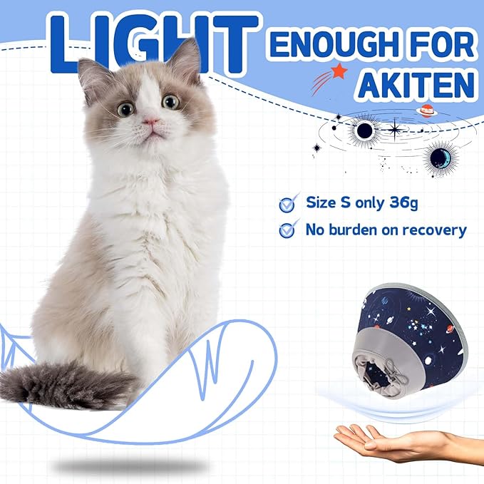 Cat Cone Collar Soft, Comfortable Cat Recovery Collar Pet Cone for Small Large Cats, Lightweight Elizabethan Collar for Cats Kittens After Surgery Prevent from Licking Wounds, Star, M-PawvioPets