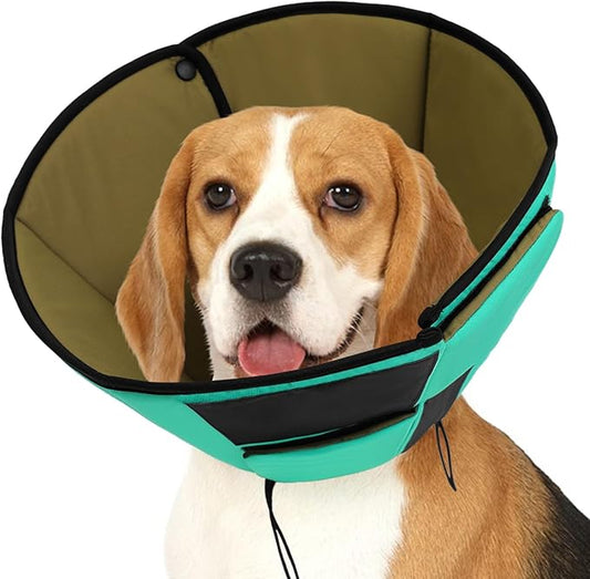 Dog Recovery Collar Cone for Medium Dogs, Adjustable Dog Cone Alternative After Surgery for Dogs to Stop Licking, Breathable Soft Cone for Medium Large Dogs, Green M-PawvioPets