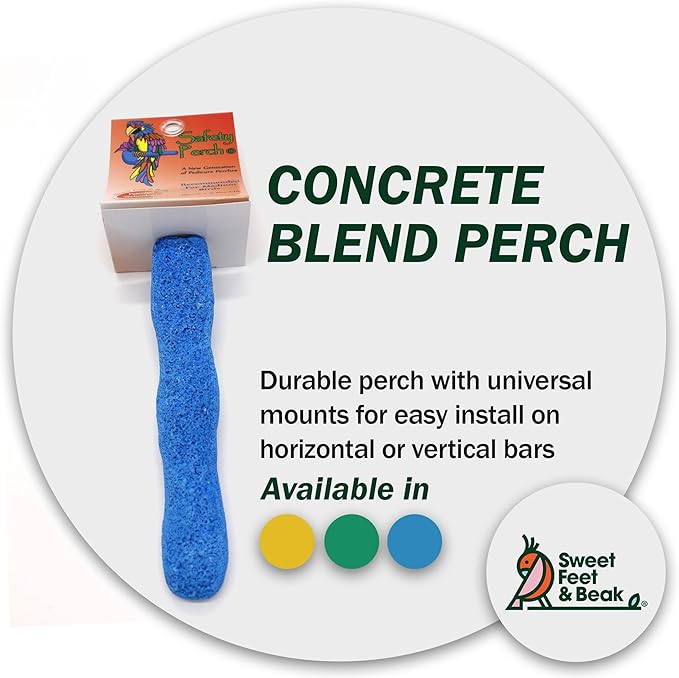 Comfort Grip Safety Perch for Bird Cages - Pedicure Perch for Birds to Keep Nails and Beaks in Top Condition - Safe Easy to Install Bird Cage Accessories - Small 6.5"-PawvioPets