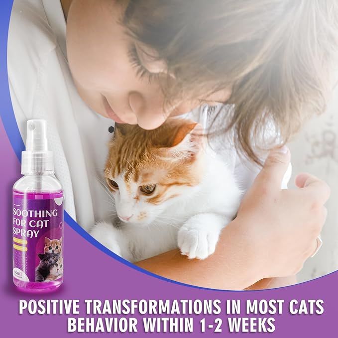 Cat Calming Spray, Cat Pheromone Calming Spray, Natural Calming Solution for Cats, Reduce Kittens Stress, Anxiety, Scratching, Protect Furniture and Floors, Suit For Home, Travel, Vet Visits, 4 PACKS-PawvioPets