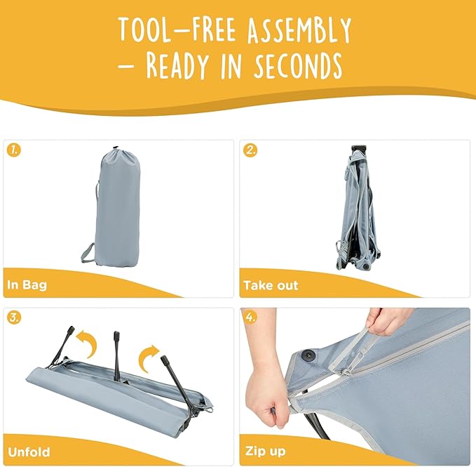 Daisy Cot, Large Foldable Elevated Dog Bed, Portable Raised Outdoor Folding Dog Cot, Cooling, Chew Proof, Waterproof, Heavy Duty Up to 160 lbs for Camping/Home, Grey, 43"x 27"x7"-PawvioPets