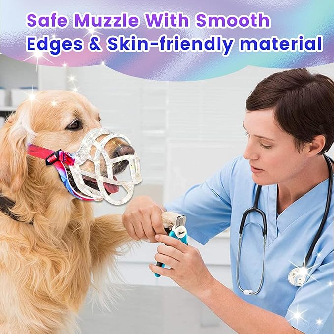 Basket Muzzle Allows Panting Drinking - Anti Biting Chewing, Suitable for Grooming Trimming Training, Transparent, Size 4-PawvioPets