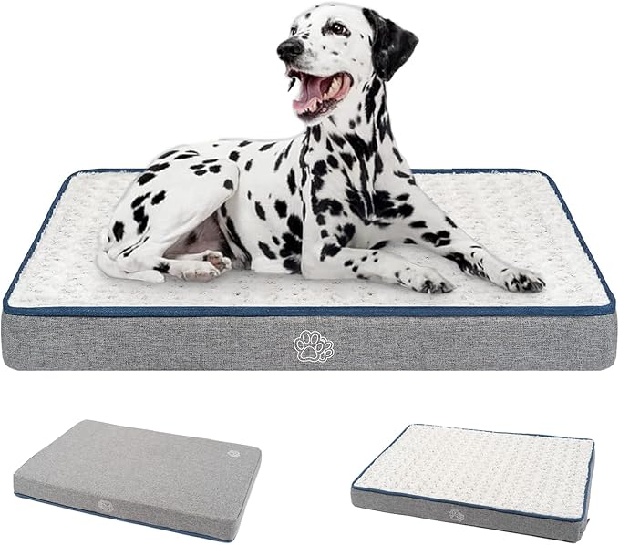 EMPSIGN Reversible Cool and Warm Dog Bed for Crate Pad, Pet Beds with Washable and Removable Cover, Dogs Crate Beds Sleeping Mats, Beds for Dog Crate for Large Medium Small Dogs, Grey-PawvioPets