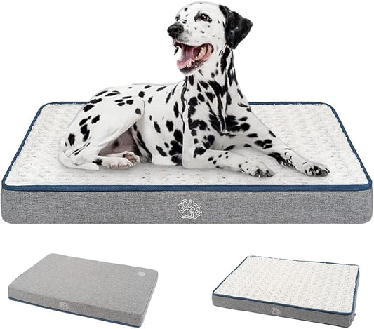 EMPSIGN Reversible Cool and Warm Dog Bed for Crate Pad, Pet Beds with Washable and Removable Cover, Dogs Crate Beds Sleeping Mats, Beds for Dog Crate for Large Medium Small Dogs, Grey-PawvioPets