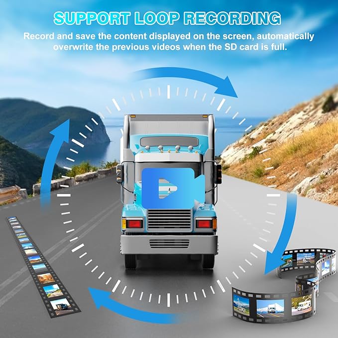 Fookoo HD 10" Wireless Backup Camera System, 1080P 10-inch Quad Split Monitor w/Recording, Waterproof Side & Rear View Cameras, 4 Channel, Digital Signal, Parking Lines for RV/Truck/Trailer-PawvioPets