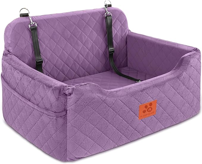Dog Car Seat for Medium/Large Dogs, Dog Booster Seat for Pet Under 50lbs or 2 Small, Detachable and Washable Pet Car Seat,Multi-Functional Pet Travel Bed for Backseat(Purple)-PawvioPets