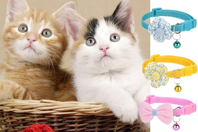 16 PCS Cute Cat Collars Breakaway with Bell for Boy Cats and Girl Cats Gifts (#5-Multicolor Plaid)-PawvioPets
